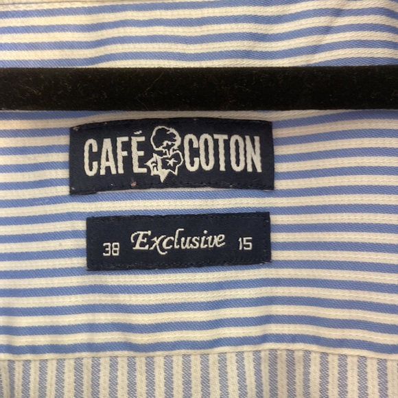 Cafe Cotton Barney sky blue stripe slim fit shirt - Picture 6 of 10
